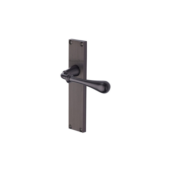 Roma Reeded Door Handle on Plate by M Marcus - Heritage Brass