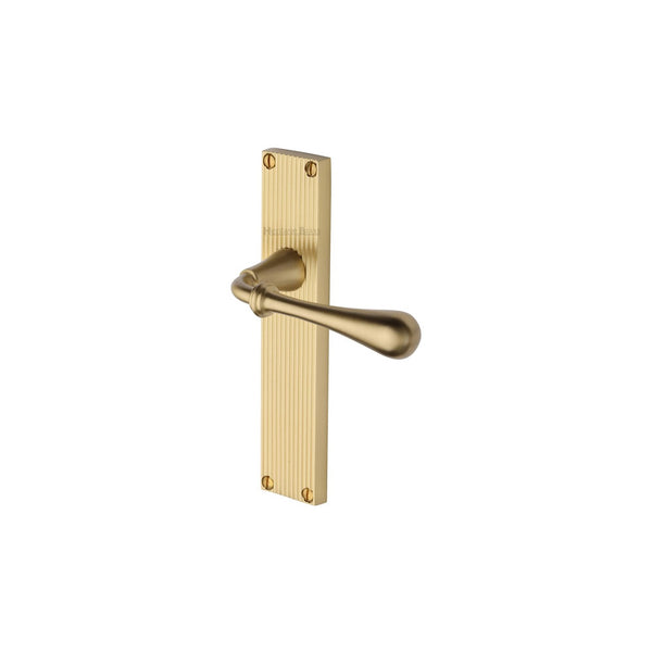 Roma Reeded Door Handle on Plate by M Marcus - Heritage Brass