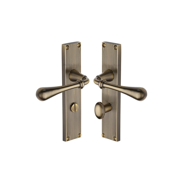 Roma Reeded Door Handle on Plate by M Marcus - Heritage Brass