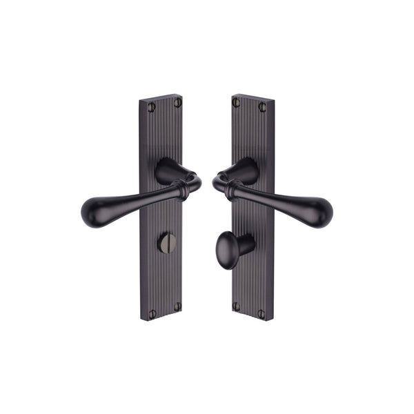 Roma Reeded Door Handle on Plate by M Marcus - Heritage Brass