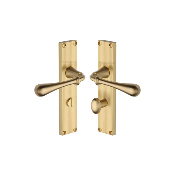 Roma Reeded Door Handle on Plate by M Marcus - Heritage Brass