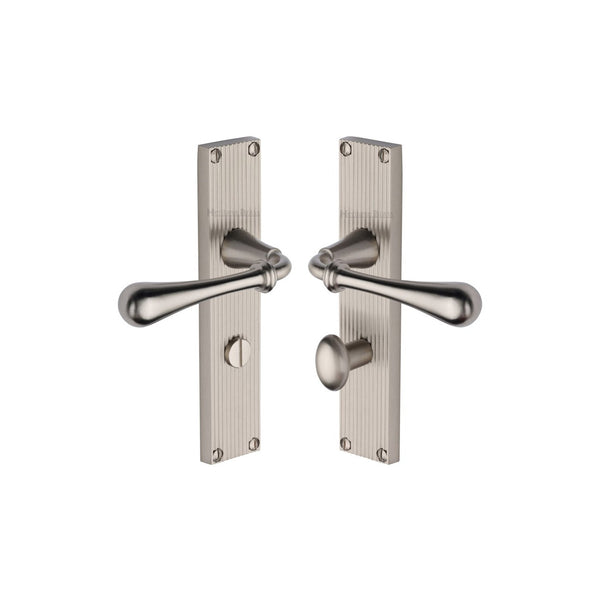 Roma Reeded Door Handle on Plate by M Marcus - Heritage Brass