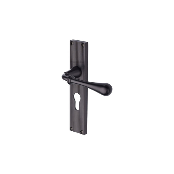 Roma Reeded Door Handle on Plate by M Marcus - Heritage Brass