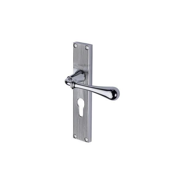 Roma Reeded Door Handle on Plate by M Marcus - Heritage Brass