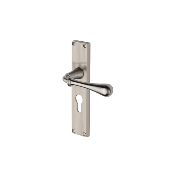 Roma Reeded Door Handle on Plate by M Marcus - Heritage Brass
