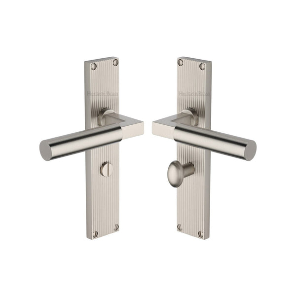 Bauhaus Reeded Door Handle on Plate by M Marcus - Heritage Brass