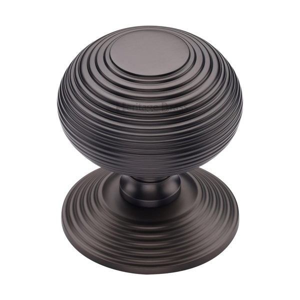 M Marcus - Heritage Brass, Reeded Centre Door Knob, Exterior Door Hardware, Front Door Centre Knobs