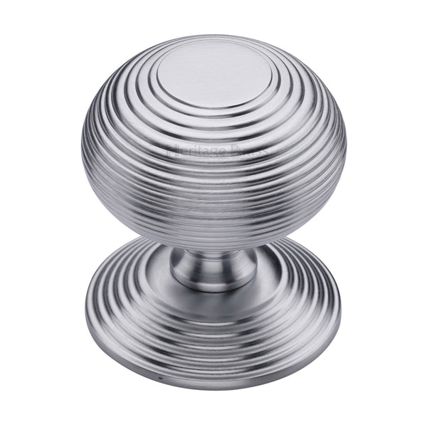 M Marcus - Heritage Brass, Reeded Centre Door Knob, Exterior Door Hardware, Front Door Centre Knobs