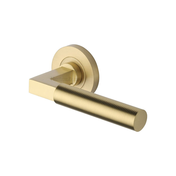 Spectral Door Handle on Round Rose by M Marcus - Heritage Brass