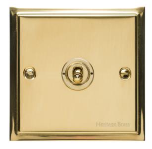 Heritage Brass Electrical, Elite Stepped Plate Range - Polished Brass - 1 Gang Intermediate Dolly Switch, 1 Gang Intermediate Dolly Switch, 1 Gang Intermediate Dolly Switch, 20 Amp 2 Way Dolly Switches