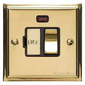 Elite Stepped Plate Range - Polished Brass - Switched Spur with Neon (13 Amp)