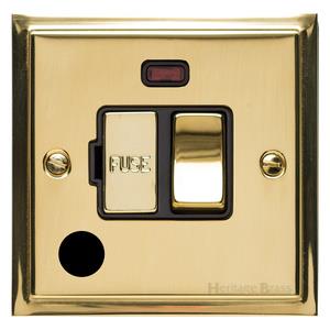 Elite Stepped Plate Range - Polished Brass - Switched Spur with Neon/Cord (13 Amp)