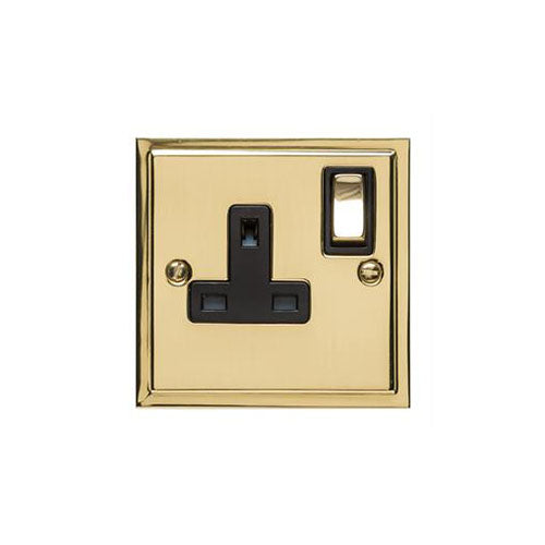 Elite Stepped Plate Range Polished Brass Switches & Sockets, S01 - Single Socket (13 Amp) by Heritage Brass By M-Marcus