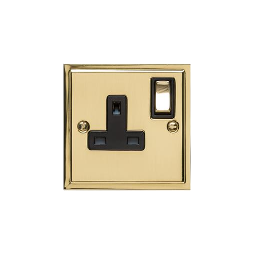 Elite Stepped Plate Range Polished Brass Switches & Sockets, S01 - Single Socket (13 Amp) by Heritage Brass By M-Marcus
