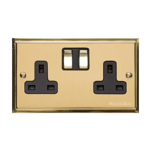 Elite Stepped Plate Range Polished Brass Switches & Sockets, S01 - 20A Double Pole Switch