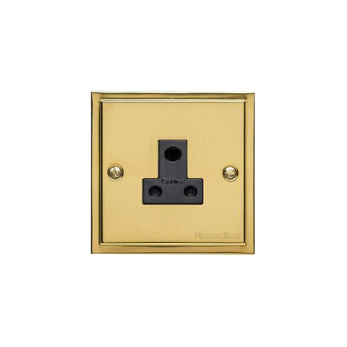 Elite Stepped Plate Range Polished Brass Switches & Sockets, S01 - 5 Amp 3 Round Pin Socket by Heritage Brass By M-Marcus