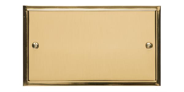 Heritage Brass Electrical, Elite Stepped Plate Range - Polished Brass - Double Blank Plate, Double Blank Plate, Blanking Plates, Double Blank Plate