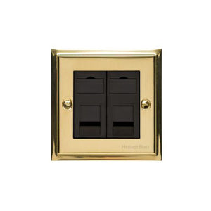 Elite Stepped Plate Range Polished Brass Switches & Sockets, S01 - 2 Gang RJ45 by Heritage Brass By M-Marcus