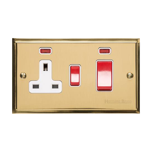 Elite Stepped Plate Range Polished Brass Switches & Sockets, S01 - 45A Cooker Unit + 13A Socket by Heritage Brass By M-Marcus