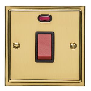 Elite Stepped Plate Range - Polished Brass - 45A Switch with Neon (single plate)