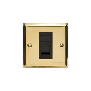 Elite Stepped Plate Range Polished Brass Switches & Sockets, S01 - 1 Gang RJ45 by Heritage Brass By M-Marcus