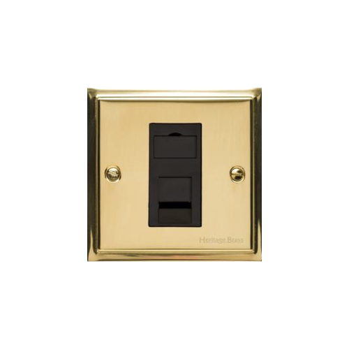 Elite Stepped Plate Range Polished Brass Switches & Sockets, S01 - 1 Gang RJ45 by Heritage Brass By M-Marcus