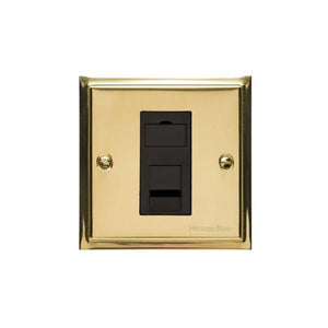 Elite Stepped Plate Range Polished Brass Switches & Sockets, S01 - 1 Gang RJ45 by Heritage Brass By M-Marcus