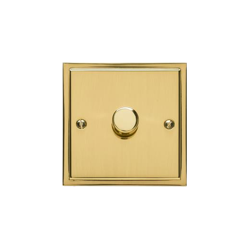 Elite Stepped Plate Range Polished Brass Switches & Sockets, S01 - 1 Gang Dimmer 250 watts (Compatible with halogen/ incandescent bulbs) by Heritage Brass By M-Marcus