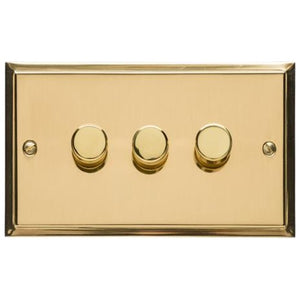 Elite Stepped Plate Range Polished Brass Switches & Sockets, S01 - 3G Multi Location Secondary Dimmer by Heritage Brass By M-Marcus