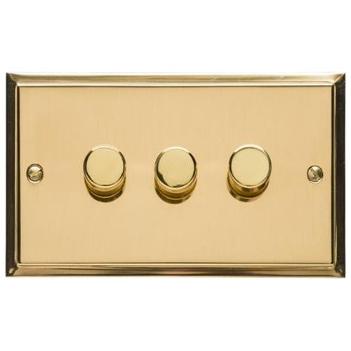 Elite Stepped Plate Range Polished Brass Switches & Sockets, S01 - 3G Multi Location Secondary Dimmer by Heritage Brass By M-Marcus