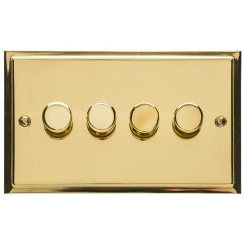 Elite Stepped Plate Range Polished Brass Switches & Sockets, S01 - 4G Multi Location Secondary Dimmer by Heritage Brass By M-Marcus