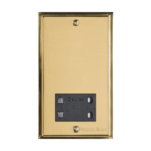Elite Stepped Plate Range Polished Brass Switches & Sockets, S01 - Shaver Socket Output Voltage 110/240V by Heritage Brass By M-Marcus