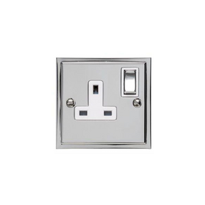 Elite Stepped Plate Range Polished Chrome Switches & Sockets, S02 - Single Socket (13 Amp) by Heritage Brass By M-Marcus