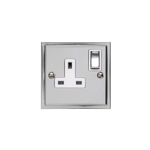 Elite Stepped Plate Range Polished Chrome Switches & Sockets, S02 - Single Socket (13 Amp) by Heritage Brass By M-Marcus