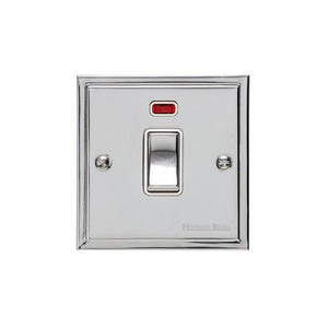 Elite Stepped Plate Range Polished Chrome Switches & Sockets, S02 - 20A Double Pole Switch with Neon by Heritage Brass By M-Marcus