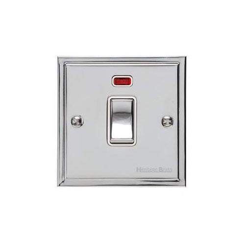 Elite Stepped Plate Range Polished Chrome Switches & Sockets, S02 - 20A Double Pole Switch with Neon by Heritage Brass By M-Marcus