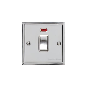 Elite Stepped Plate Range Polished Chrome Switches & Sockets, S02 - 20A Double Pole Switch with Neon by Heritage Brass By M-Marcus