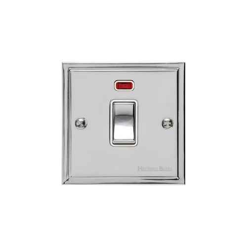 Elite Stepped Plate Range Polished Chrome Switches & Sockets, S02 - 20A Double Pole Switch with Neon by Heritage Brass By M-Marcus