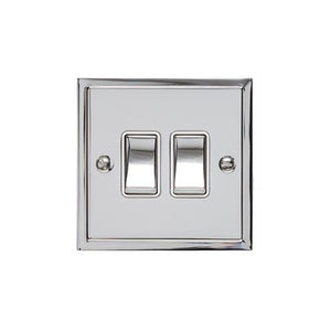 Elite Stepped Plate Range Satin Chrome Switches & Sockets, S03 - 2 Gang Rocker Switch by Heritage Brass By M-Marcus