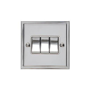 Elite Stepped Plate Range Satin Chrome Switches & Sockets, S03 - 3 Gang Rocker Switch by Heritage Brass By M-Marcus