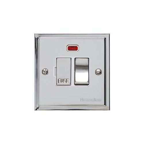 Elite Stepped Plate Range Polished Chrome Switches & Sockets, S02 - Switched Spur with Neon (13 Amp) by Heritage Brass By M-Marcus
