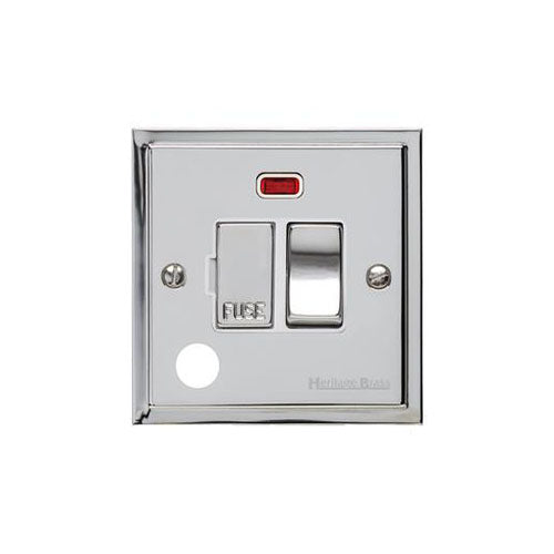 Elite Stepped Plate Range Polished Chrome Switches & Sockets, S02 - Switched Spur with Neon + Cord (13 Amp) by Heritage Brass By M-Marcus