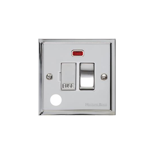 Elite Stepped Plate Range Polished Chrome Switches & Sockets, S02 - Switched Spur with Neon + Cord (13 Amp) by Heritage Brass By M-Marcus