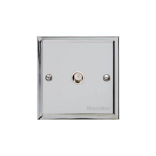 Elite Stepped Plate Range Polished Chrome Switches & Sockets, S02 - 1 Gang Satellite Socket by Heritage Brass By M-Marcus