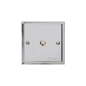 Elite Stepped Plate Range Polished Chrome Switches & Sockets, S02 - 1 Gang Satellite Socket by Heritage Brass By M-Marcus