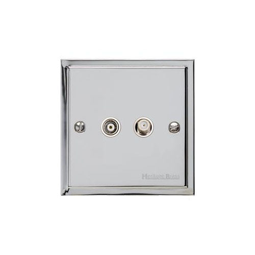 Elite Stepped Plate Range Polished Chrome Switches & Sockets, S02 - TV/Satellite Socket by Heritage Brass By M-Marcus