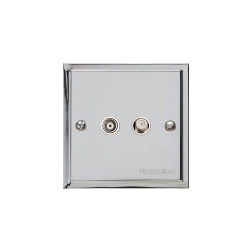 Elite Stepped Plate Range Polished Chrome Switches & Sockets, S02 - TV/Satellite Socket by Heritage Brass By M-Marcus