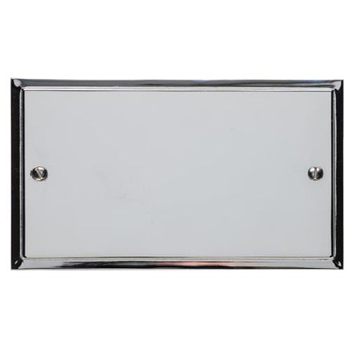 Elite Stepped Plate Range Polished Chrome Switches & Sockets, S02 - Double Blank Plate by Heritage Brass By M-Marcus