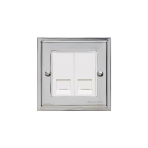 Elite Stepped Plate Range Polished Chrome Switches & Sockets, S02 - 2 Gang RJ45 by Heritage Brass By M-Marcus