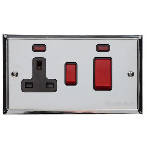 Elite Stepped Plate Range Polished Chrome Switches & Sockets, S02 - 45A Cooker Unit + 13A Socket by Heritage Brass By M-Marcus